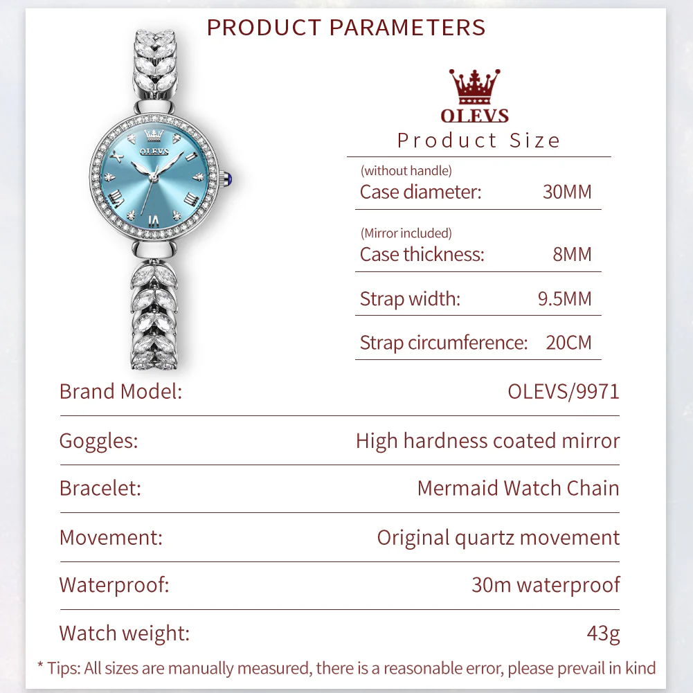 OLEVS 9971 Mermaid Full Diamond Quartz Women's Watch: Waterproof, Luminous, Fully Diamond-Set, Mermaid-Themed Design. - Image 46