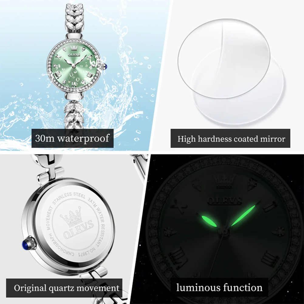 OLEVS 9971 Mermaid Full Diamond Quartz Women's Watch: Waterproof, Luminous, Fully Diamond-Set, Mermaid-Themed Design. - Image 53