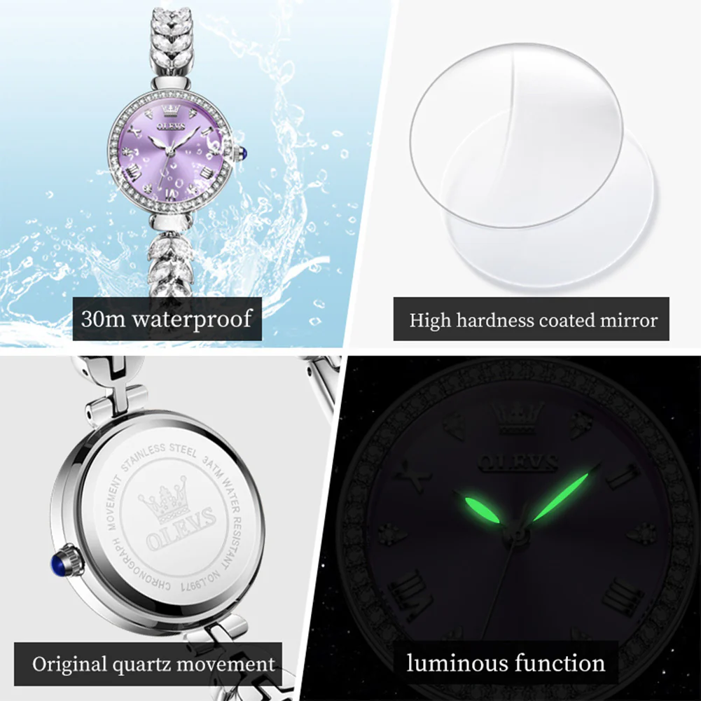 OLEVS 9971 Mermaid Full Diamond Quartz Women's Watch: Waterproof, Luminous, Fully Diamond-Set, Mermaid-Themed Design. - Image 59