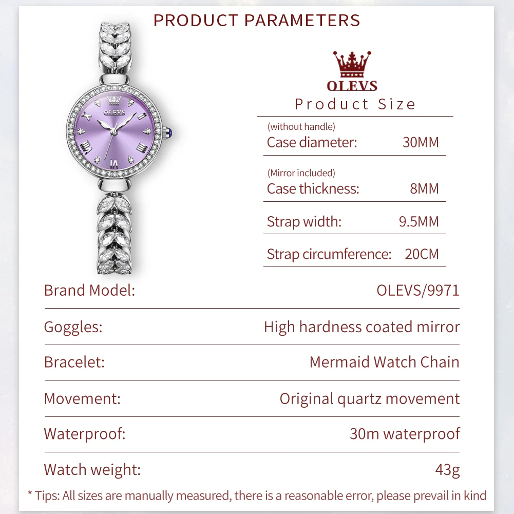 OLEVS 9971 Mermaid Full Diamond Quartz Women's Watch: Waterproof, Luminous, Fully Diamond-Set, Mermaid-Themed Design. - Image 69