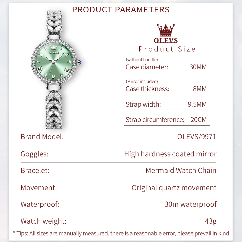 OLEVS 9971 Mermaid Full Diamond Quartz Women's Watch: Waterproof, Luminous, Fully Diamond-Set, Mermaid-Themed Design. - Image 72