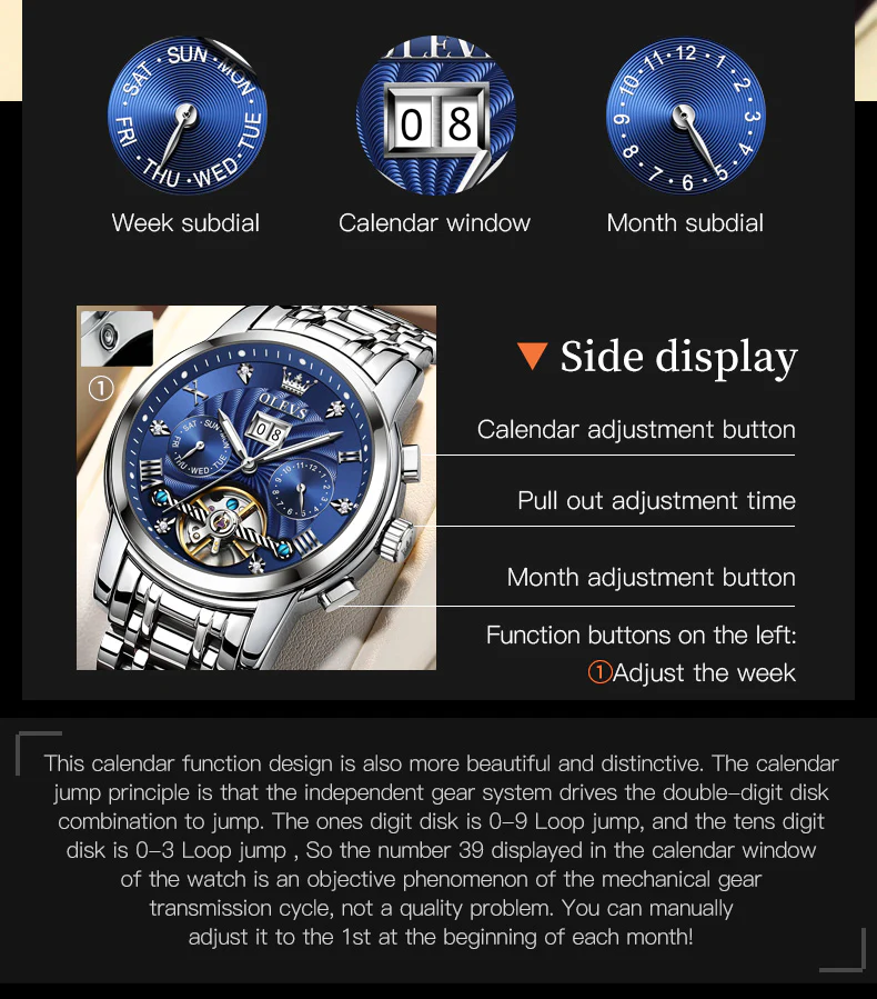 OLEVS 9910 Automatic Watches for Men Gold Luxury Dress Wrist Watch Self Winding Mechanical Skeleton Tourbillon Watch - Image 26