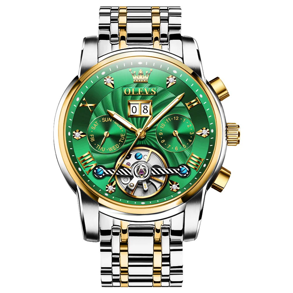 OLEVS 9910 Automatic Watches for Men Gold Luxury Dress Wrist Watch Self Winding Mechanical Skeleton Tourbillon Watch - Image 29