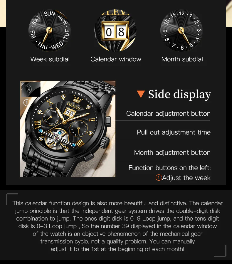 OLEVS 9910 Automatic Watches for Men Gold Luxury Dress Wrist Watch Self Winding Mechanical Skeleton Tourbillon Watch - Image 41