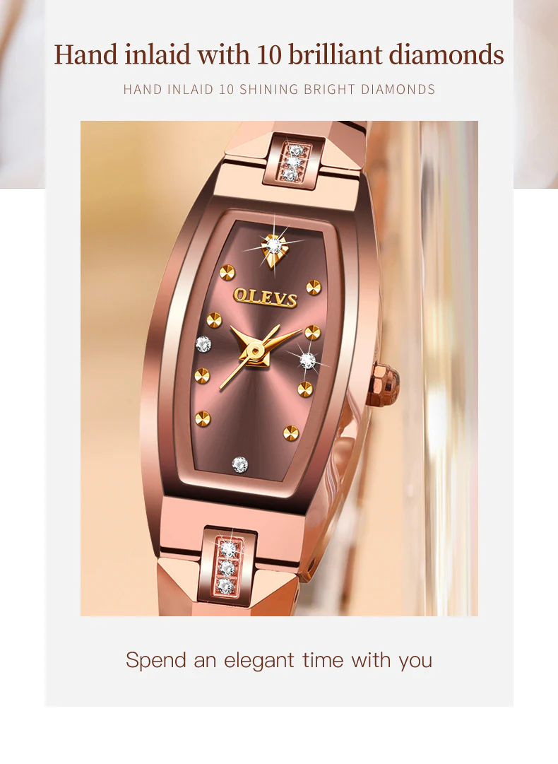 OLEVS 5501 Gold/Rose Gold Watches for Womens Dainty Elegant Dress Diamond Ladies Small Vintage Square Female Wrist Watches Gift - Image 4