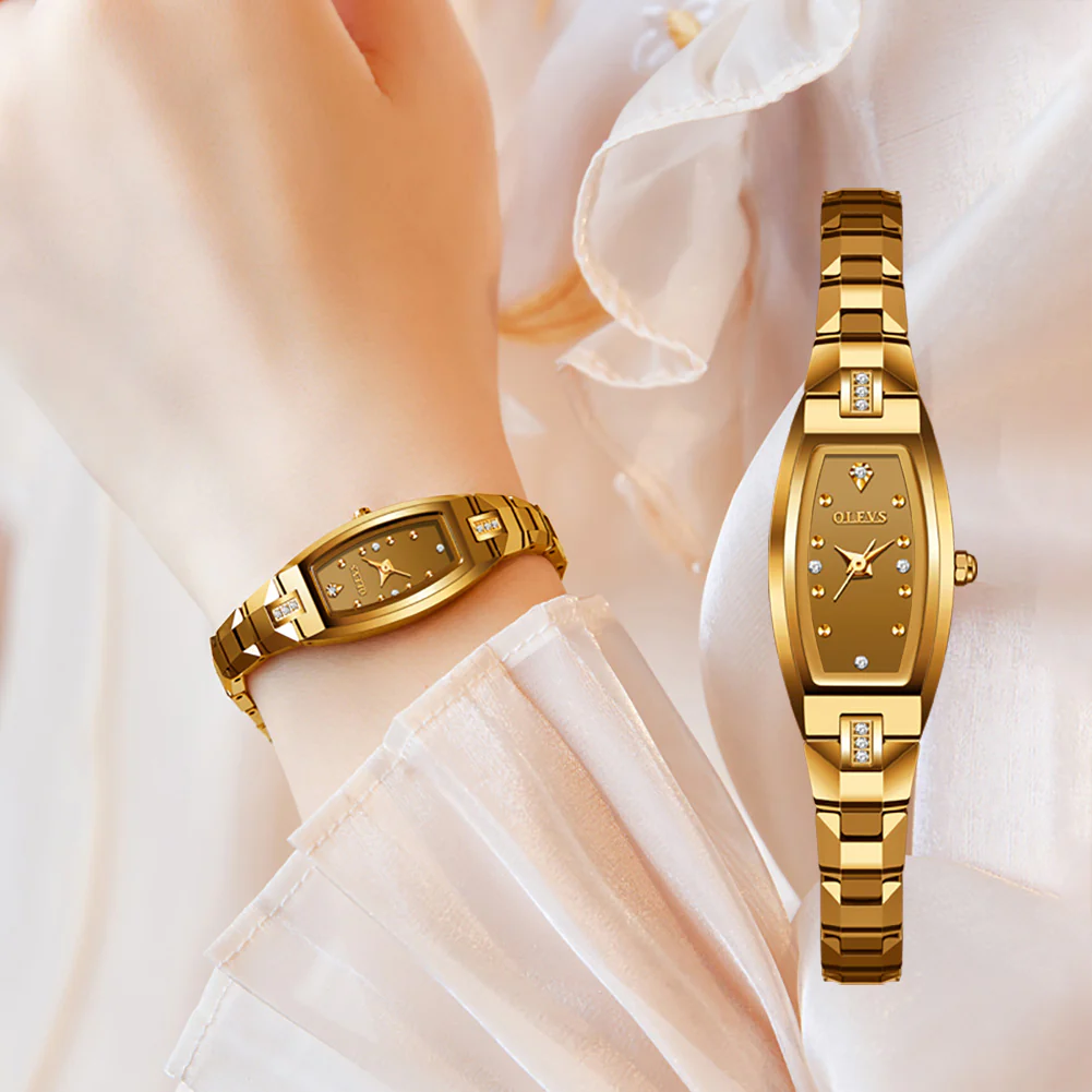 OLEVS 5501 Gold/Rose Gold Watches for Womens Dainty Elegant Dress Diamond Ladies Small Vintage Square Female Wrist Watches Gift - Image 8