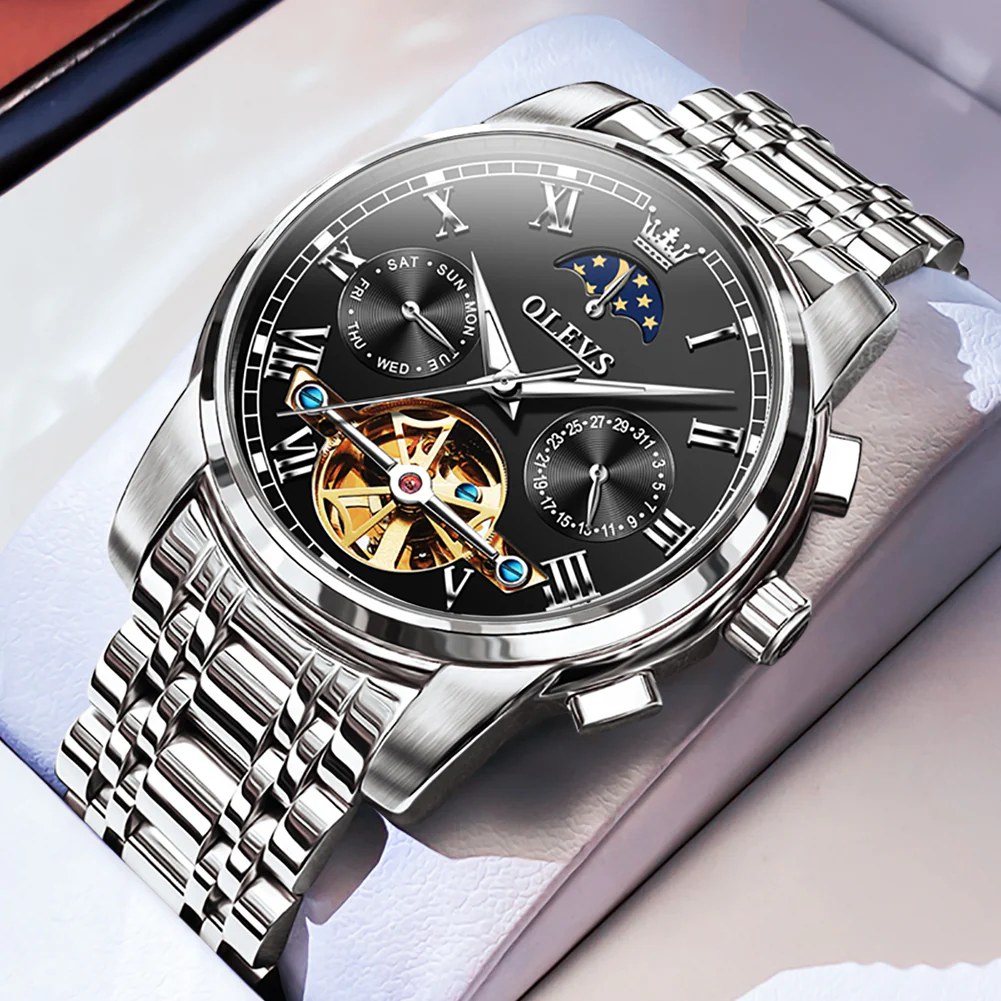 OLEVS 6617 Mens Automatic Watches Skeleton Tourbillon Mechanical Self Winding Luxury Dress Wrist Watch Waterproof Luminous Watch Gifts - Image 18
