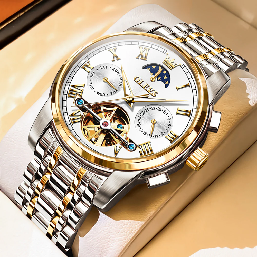 OLEVS 6617 Mens Automatic Watches Skeleton Tourbillon Mechanical Self Winding Luxury Dress Wrist Watch Waterproof Luminous Watch Gifts - Image 32