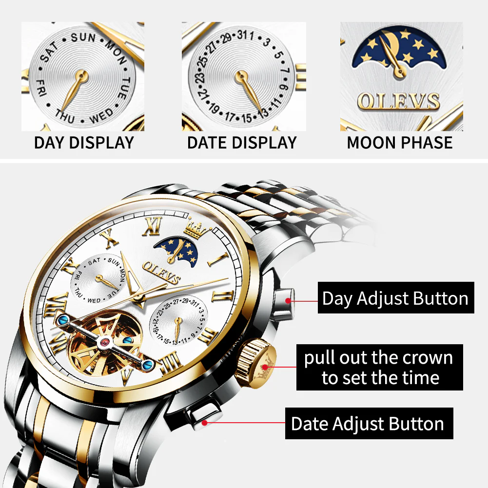 OLEVS 6617 Mens Automatic Watches Skeleton Tourbillon Mechanical Self Winding Luxury Dress Wrist Watch Waterproof Luminous Watch Gifts - Image 33