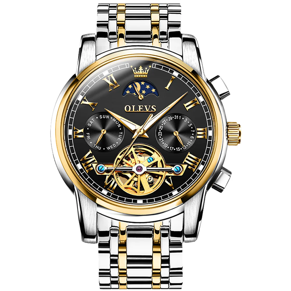OLEVS 6617 Mens Automatic Watches Skeleton Tourbillon Mechanical Self Winding Luxury Dress Wrist Watch Waterproof Luminous Watch Gifts - Image 36