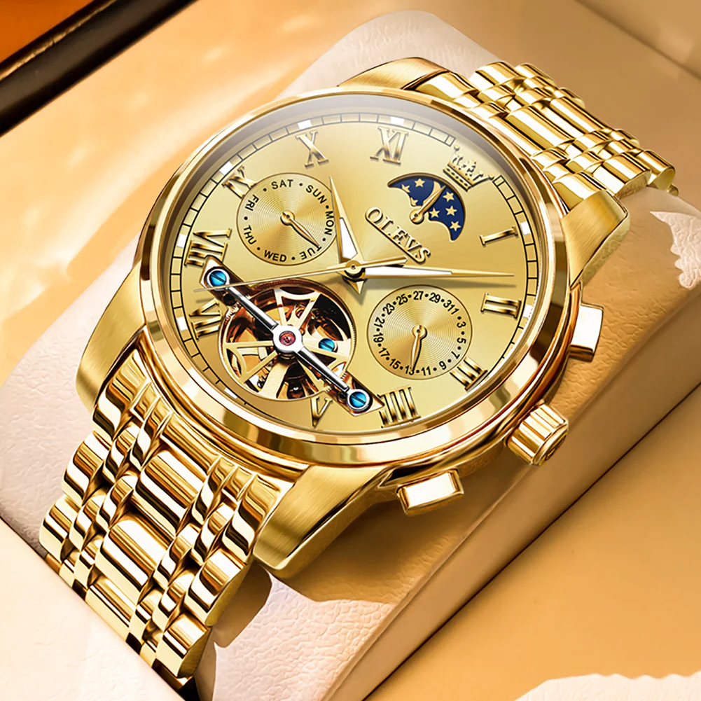 OLEVS 6617 Mens Automatic Watches Skeleton Tourbillon Mechanical Self Winding Luxury Dress Wrist Watch Waterproof Luminous Watch Gifts - Image 4