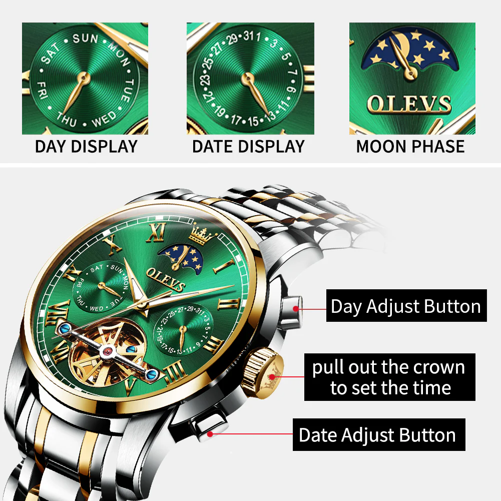 OLEVS 6617 Mens Automatic Watches Skeleton Tourbillon Mechanical Self Winding Luxury Dress Wrist Watch Waterproof Luminous Watch Gifts - Image 54
