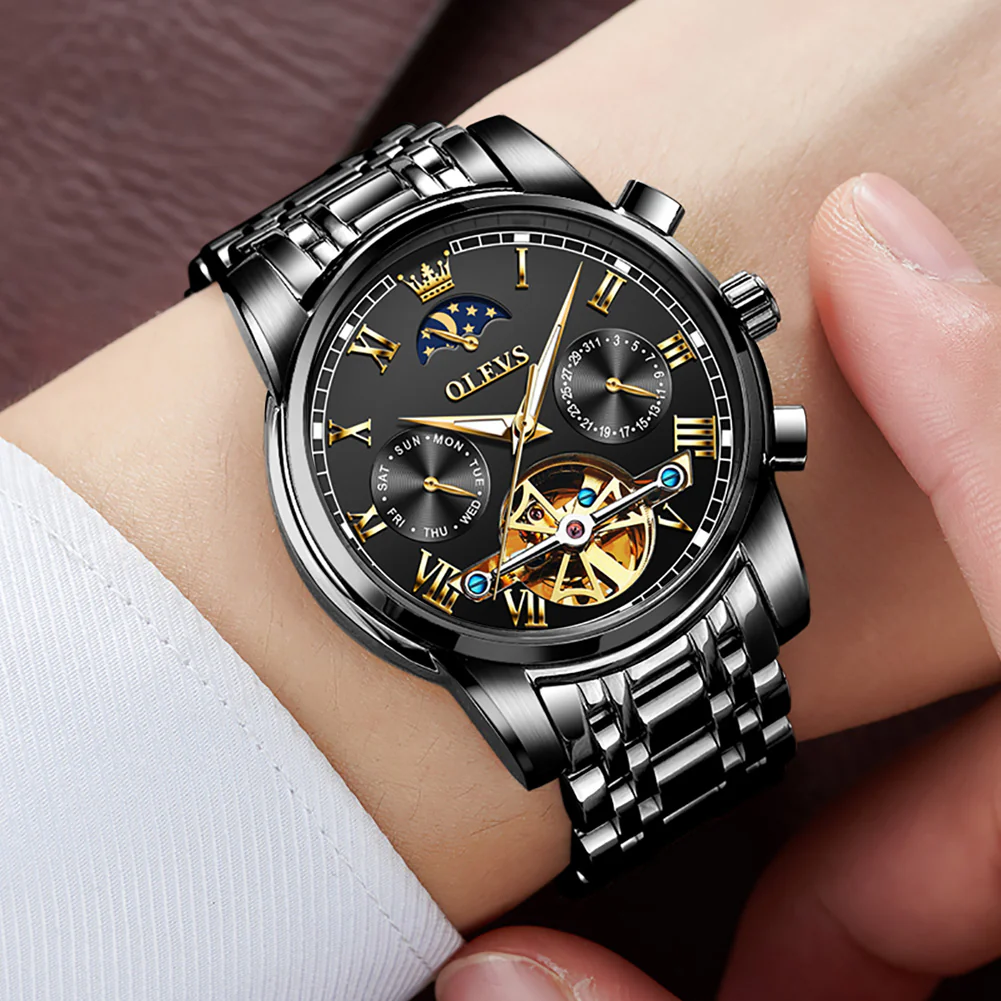OLEVS 6617 Mens Automatic Watches Skeleton Tourbillon Mechanical Self Winding Luxury Dress Wrist Watch Waterproof Luminous Watch Gifts - Image 58