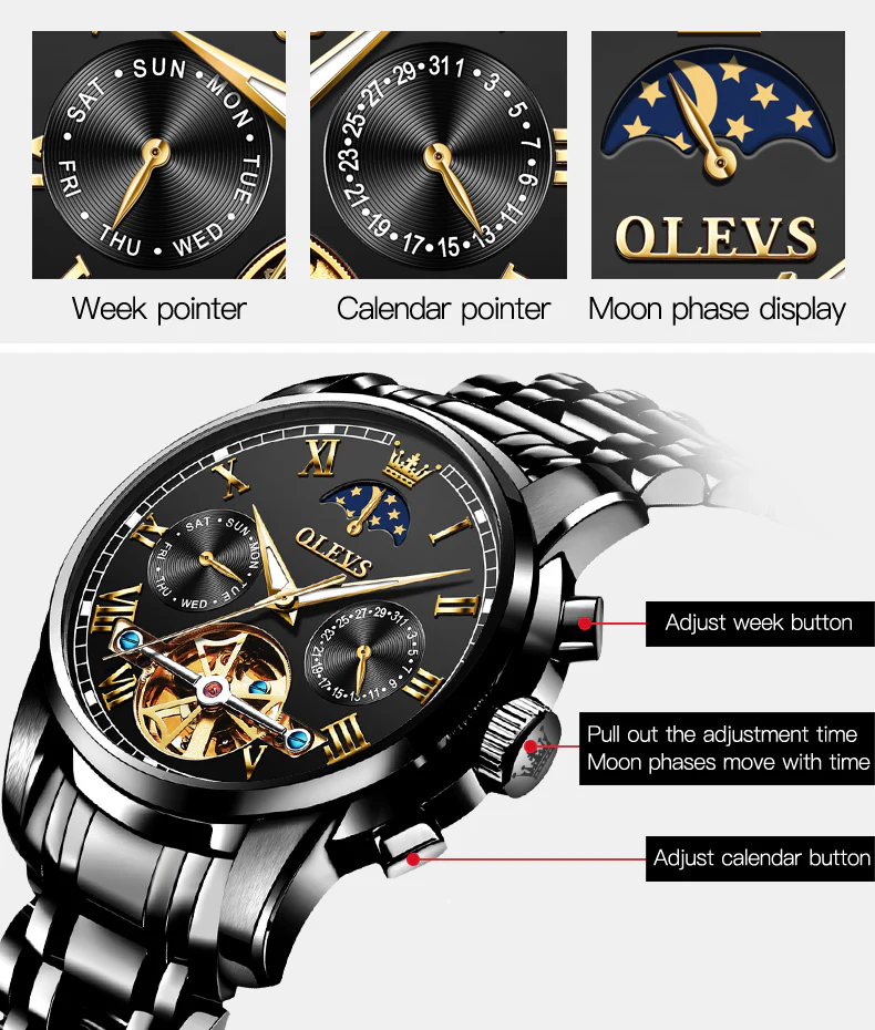 OLEVS 6617 Mens Automatic Watches Skeleton Tourbillon Mechanical Self Winding Luxury Dress Wrist Watch Waterproof Luminous Watch Gifts - Image 61