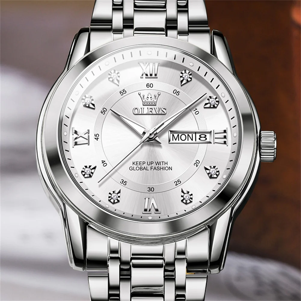 OLEVS 5513 Mens Watch Diamond Stainless Steel Waterproof Watches for Men - Image 22