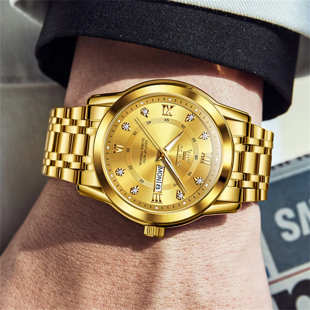 OLEVS 5513 Mens Watch Diamond Stainless Steel Waterproof Watches for Men - Image 26