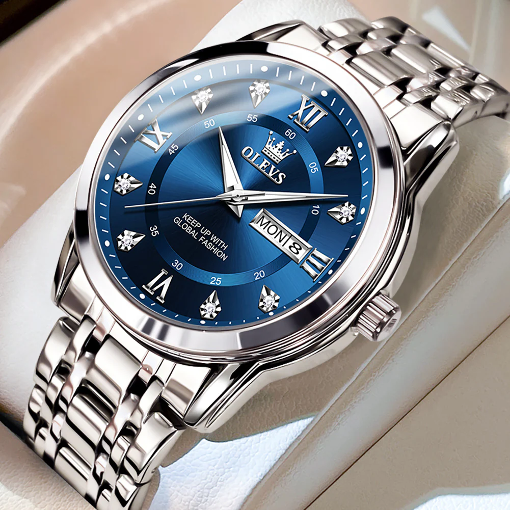 OLEVS 5513 Mens Watch Diamond Stainless Steel Waterproof Watches for Men - Image 35