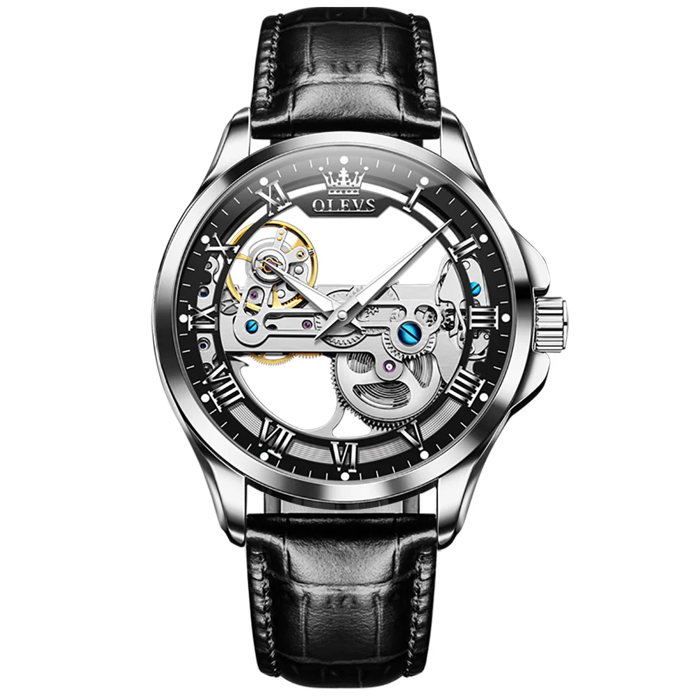 OLEVS 6661 Skeleton Watches for Men Automatic Self Winding Mechanical Luxury Dress Waterproof Luminous Men Wrist Watch - Image 22