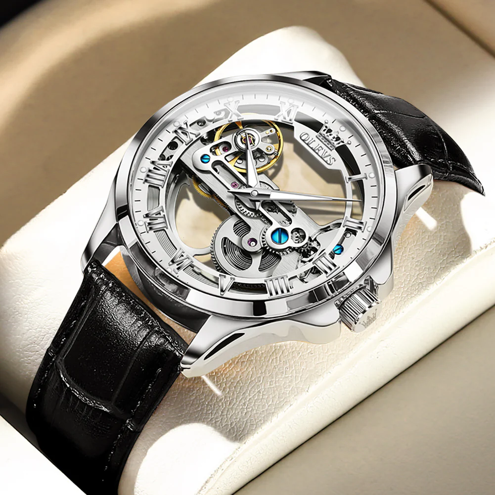 OLEVS 6661 Skeleton Watches for Men Automatic Self Winding Mechanical Luxury Dress Waterproof Luminous Men Wrist Watch - Image 32