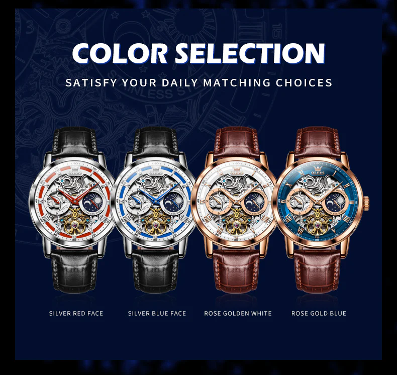 OLEVS 6670 Skeleton Watches for Mens Automatic Mechanical Self Winding Tourbillon Luxury Dress Wrist Watches Waterproof Luminous - Image 24