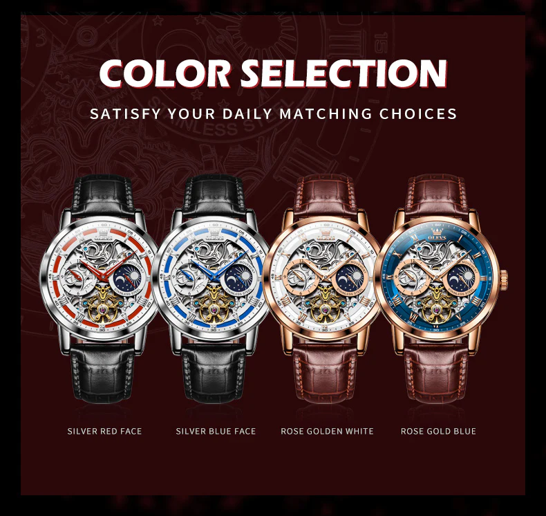 OLEVS 6670 Skeleton Watches for Mens Automatic Mechanical Self Winding Tourbillon Luxury Dress Wrist Watches Waterproof Luminous - Image 32