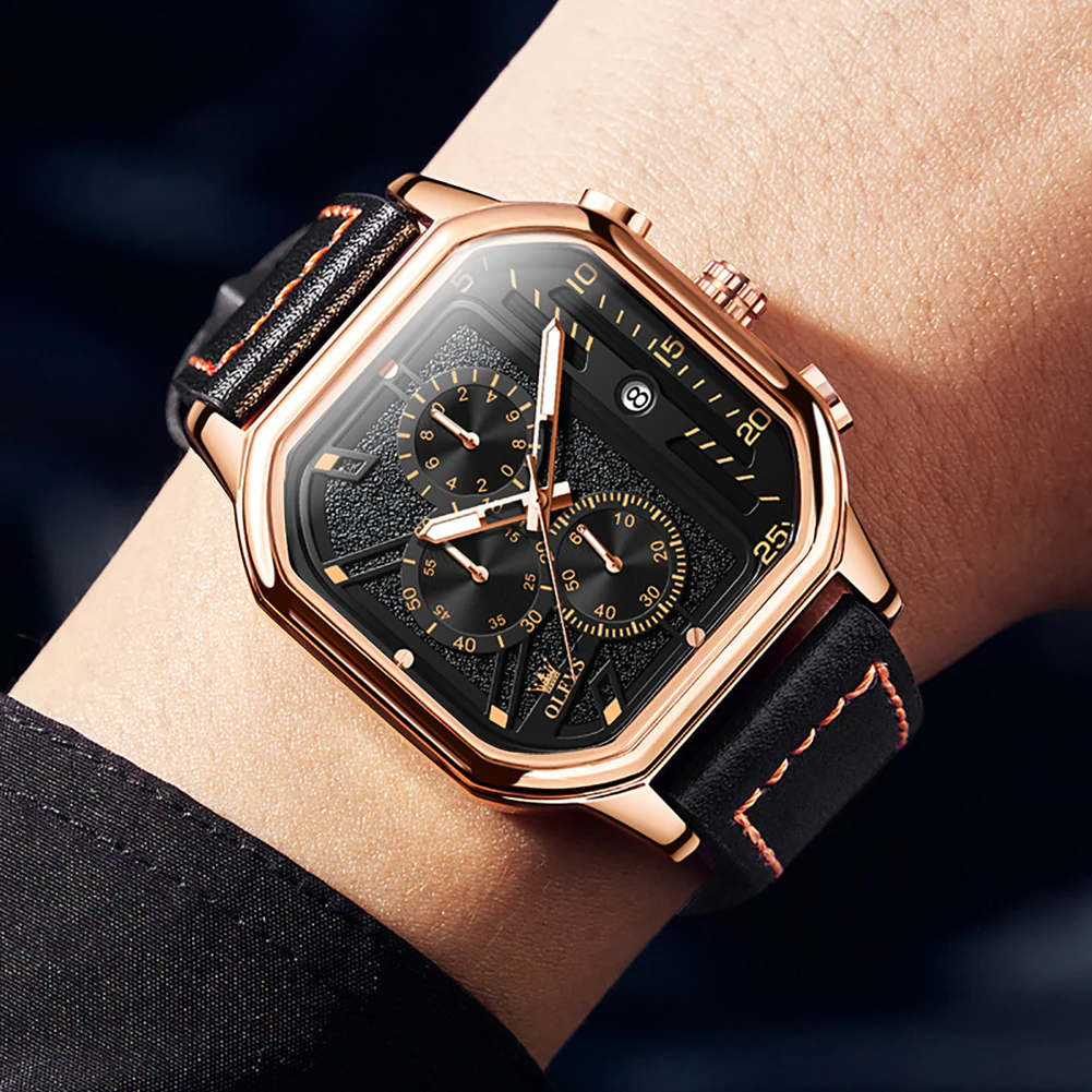OLEVS 9950 Square Watches for Men Chronograph Dress Watch Sports Fashion Waterproof Luminous Casual Wrist Watches - Image 10