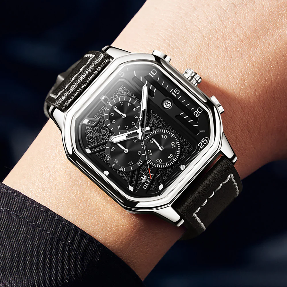 OLEVS 9950 Square Watches for Men Chronograph Dress Watch Sports Fashion Waterproof Luminous Casual Wrist Watches - Image 17