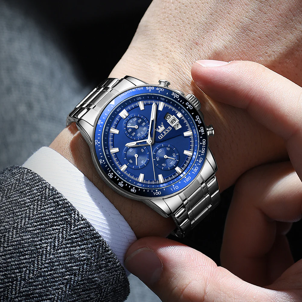 OLEVS TY705 Men's Quartz Watch, Elegant Business Style, 3 Sub-Dials, 3ATM Water Resistance, Luminous Hands - Image 3