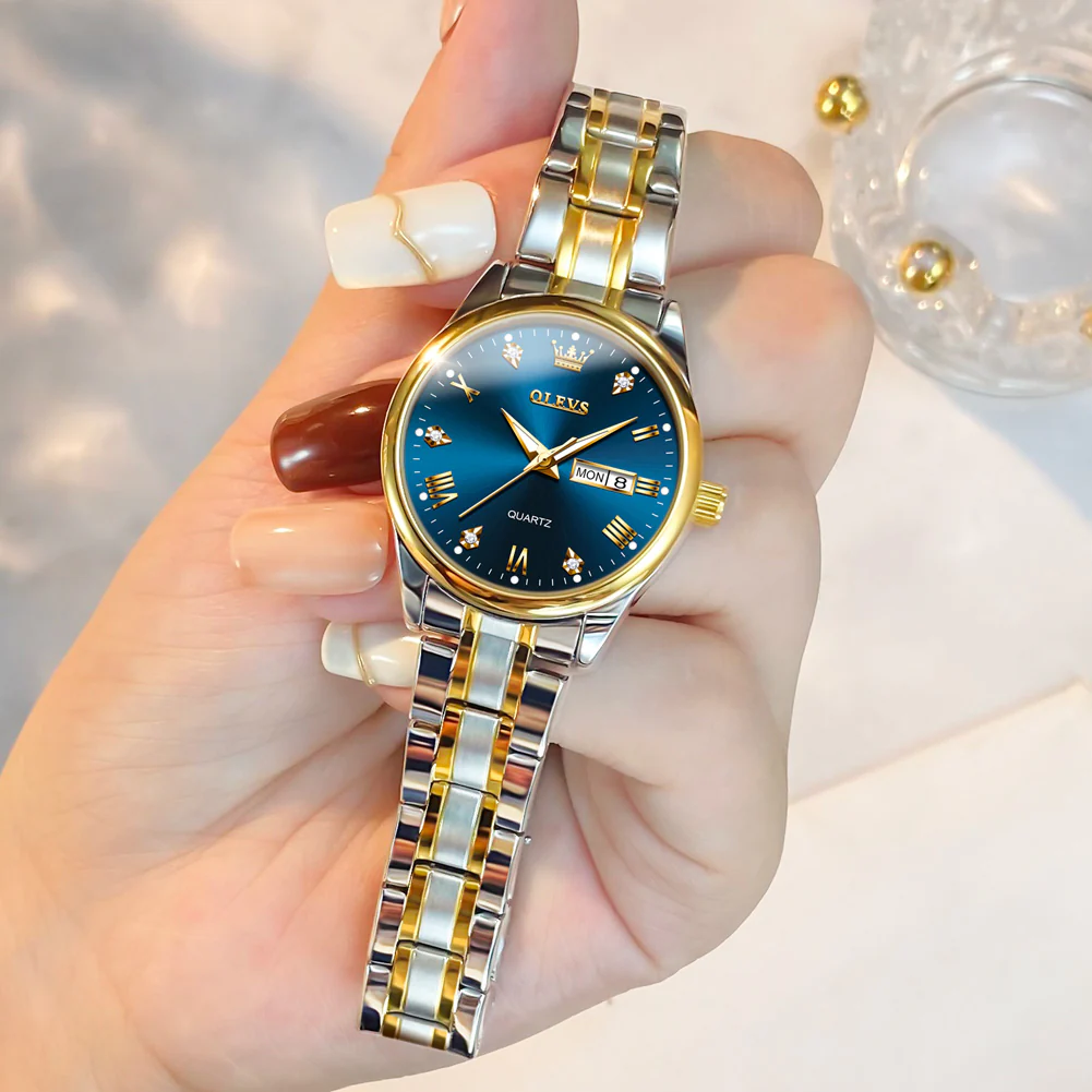 OLEVS 5563 Watch for Women Diamond Fashion Elegant Dress Ladies Watch Two Tone Wrist Watches Waterproof Luminous - Image 10
