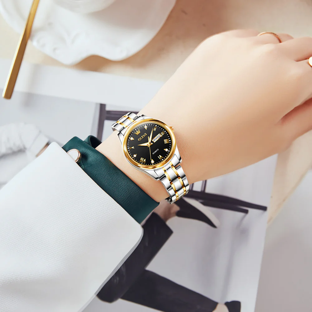 OLEVS 5563 Watch for Women Diamond Fashion Elegant Dress Ladies Watch Two Tone Wrist Watches Waterproof Luminous - Image 15