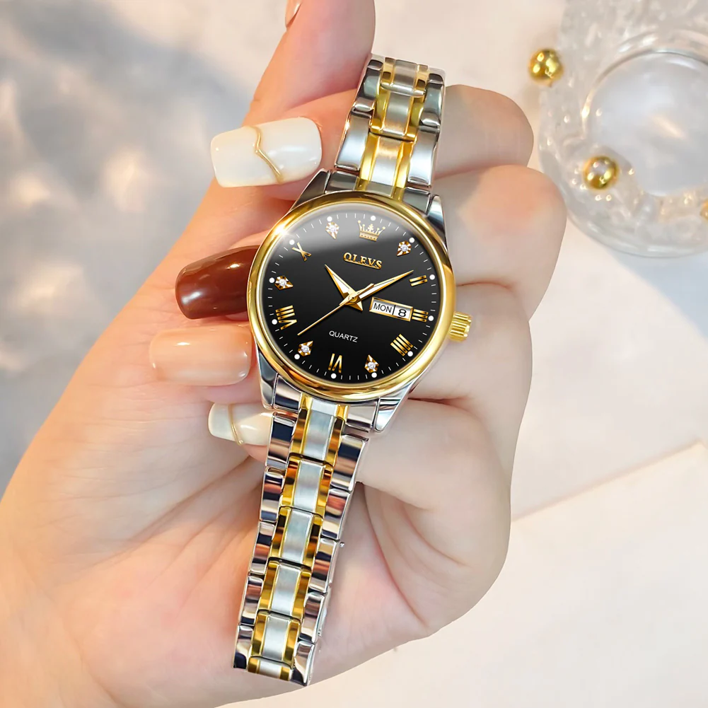 OLEVS 5563 Watch for Women Diamond Fashion Elegant Dress Ladies Watch Two Tone Wrist Watches Waterproof Luminous - Image 16