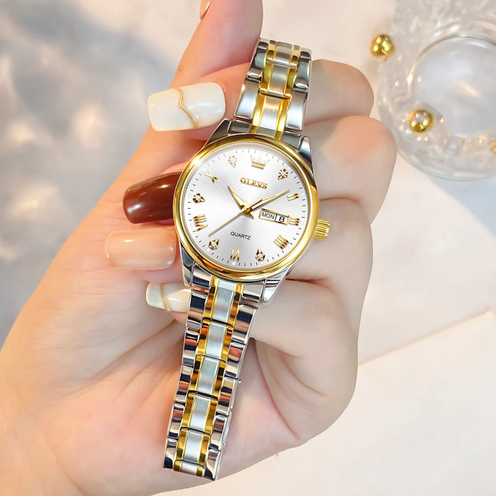 OLEVS 5563 Watch for Women Diamond Fashion Elegant Dress Ladies Watch Two Tone Wrist Watches Waterproof Luminous - Image 22