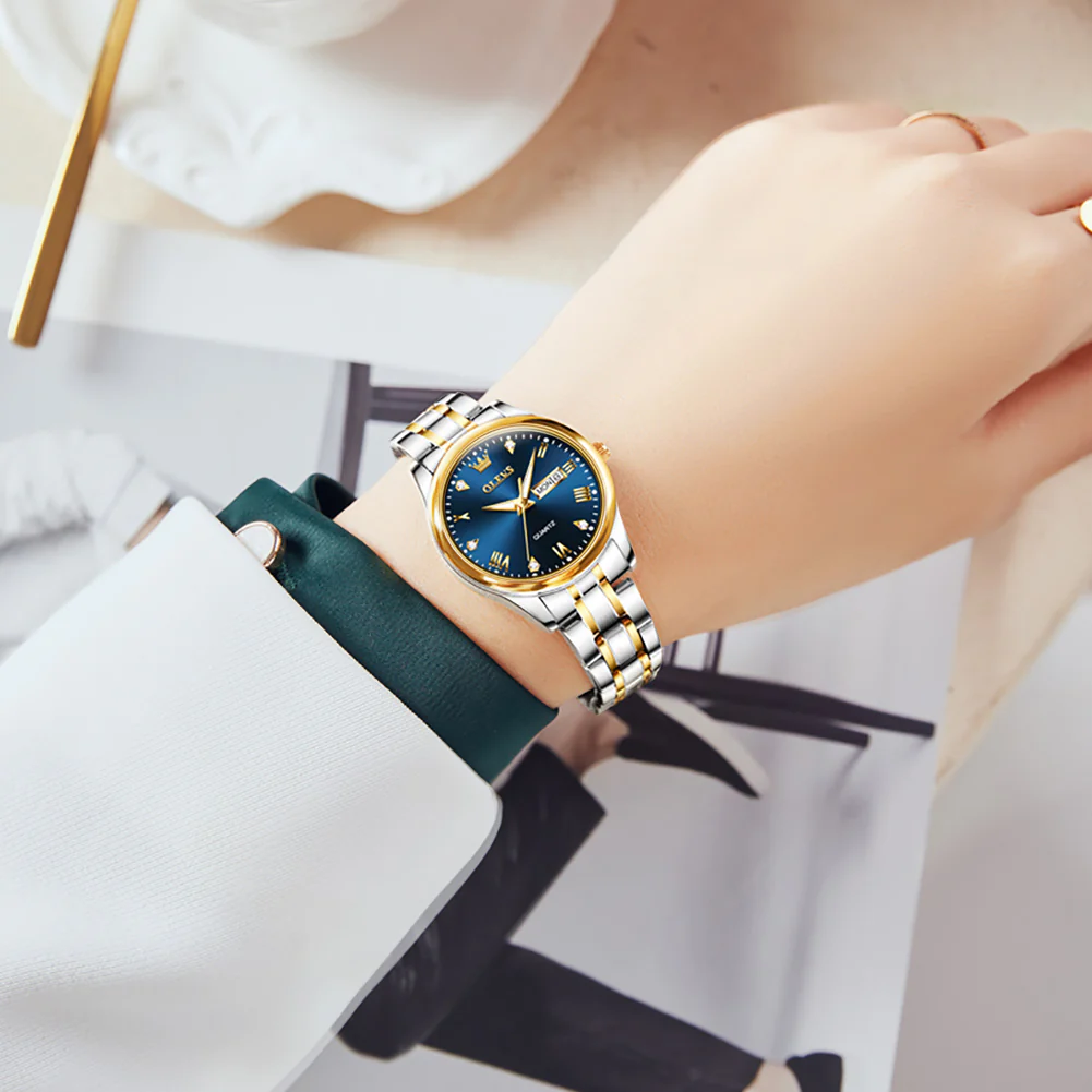 OLEVS 5563 Watch for Women Diamond Fashion Elegant Dress Ladies Watch Two Tone Wrist Watches Waterproof Luminous - Image 9