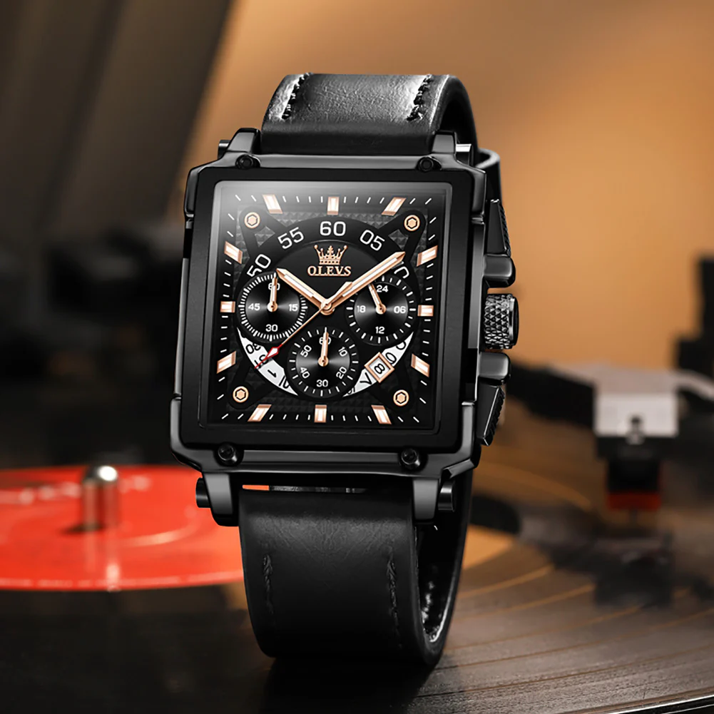OLEVS 9919 Watches for Men Chronograph Fashion Dress Watch Waterproof Luminous Casual Square Wrist Watches - Image 12