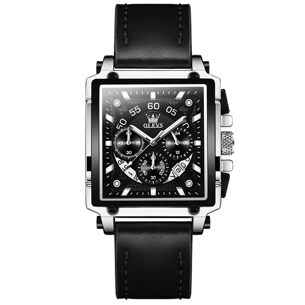 OLEVS 9919 Watches for Men Chronograph Fashion Dress Watch Waterproof Luminous Casual Square Wrist Watches - Image 17