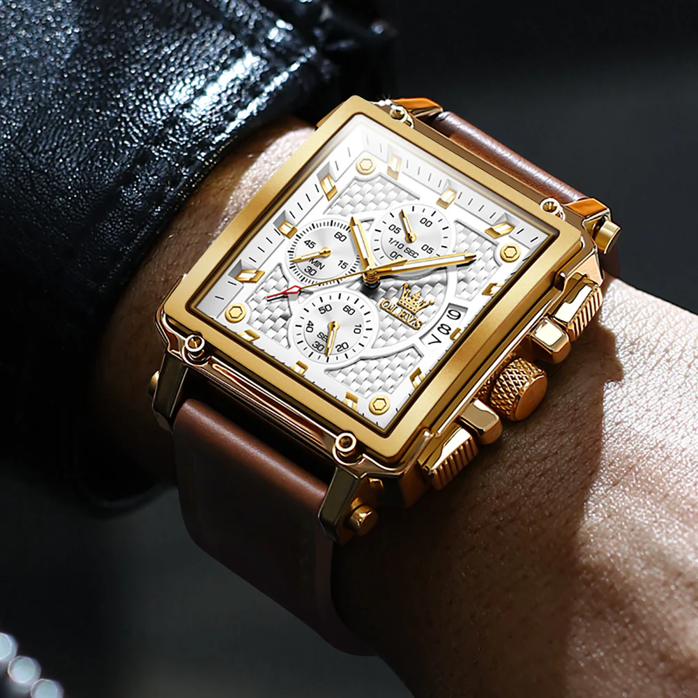 OLEVS 9925 Watches for Men Chronograph Fashion Dress Watch Waterproof Luminous Casual Square Wrist Watches - Image 16