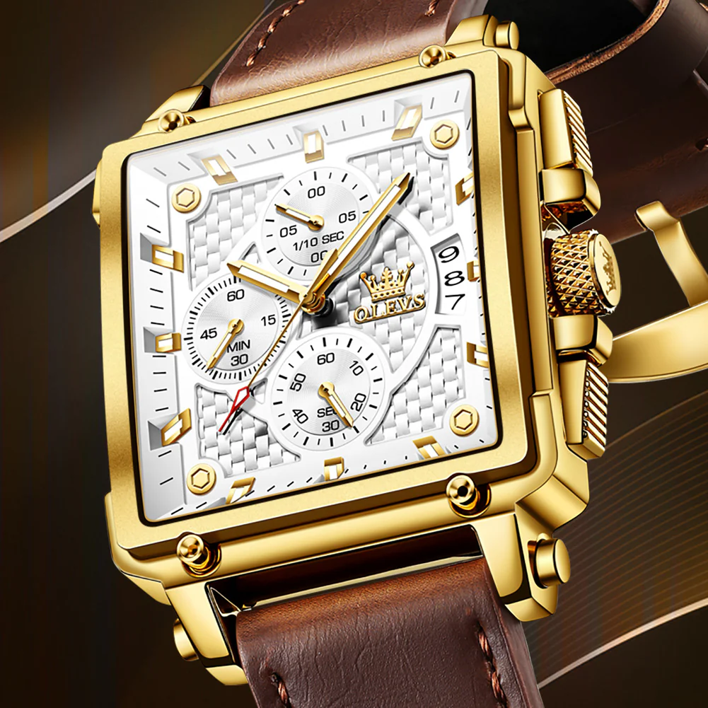 OLEVS 9925 Watches for Men Chronograph Fashion Dress Watch Waterproof Luminous Casual Square Wrist Watches - Image 18