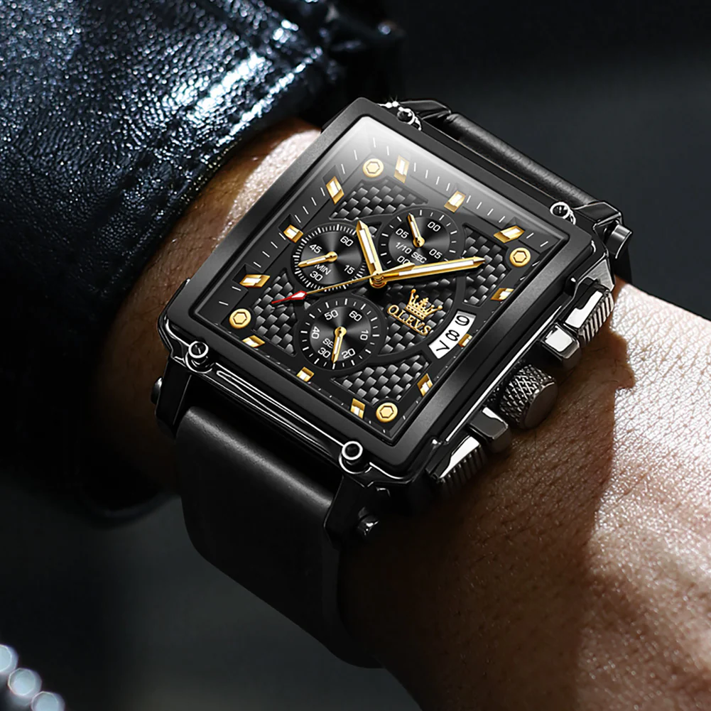 OLEVS 9925 Watches for Men Chronograph Fashion Dress Watch Waterproof Luminous Casual Square Wrist Watches - Image 23