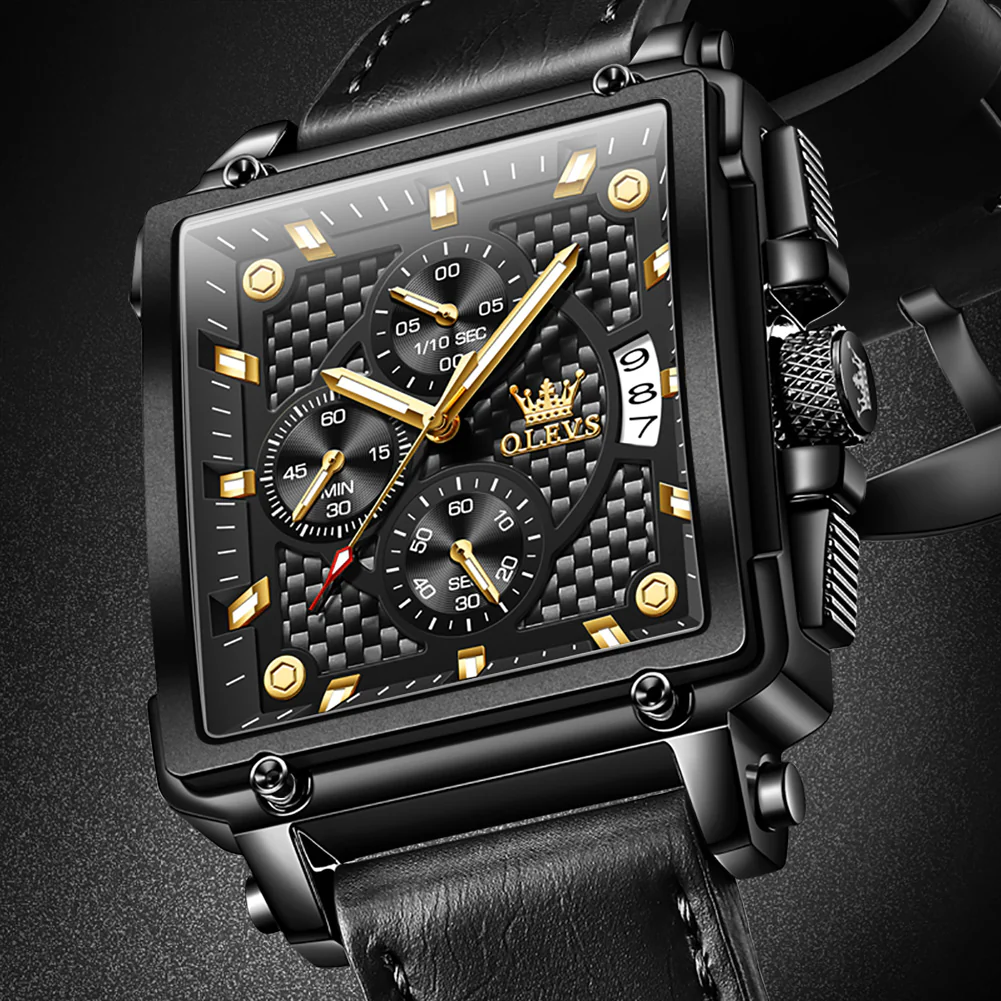 OLEVS 9925 Watches for Men Chronograph Fashion Dress Watch Waterproof Luminous Casual Square Wrist Watches - Image 25