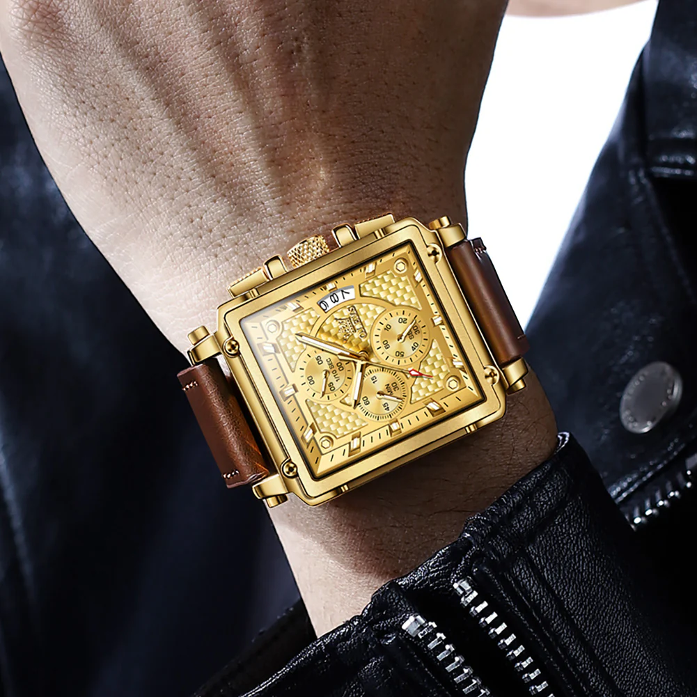 OLEVS 9925 Watches for Men Chronograph Fashion Dress Watch Waterproof Luminous Casual Square Wrist Watches - Image 3