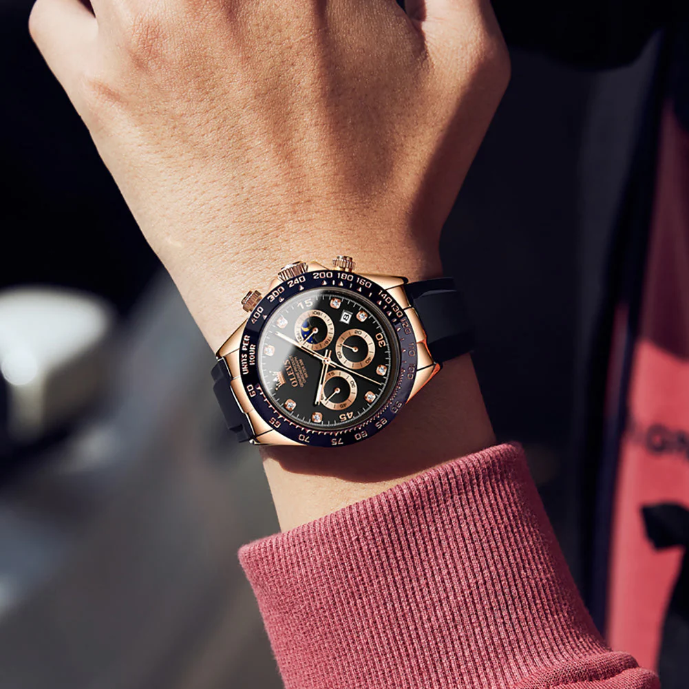 OLEVS 2875 Watches for Men Chronograph Multifunction Diamond Luminous Waterproof Silicone Wrist Watches - Image 21