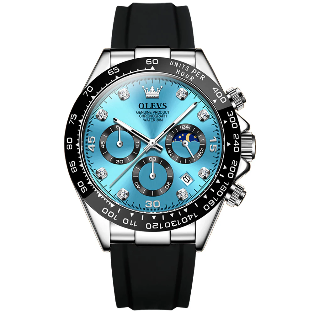 OLEVS 2875 Watches for Men Chronograph Multifunction Diamond Luminous Waterproof Silicone Wrist Watches - Image 25