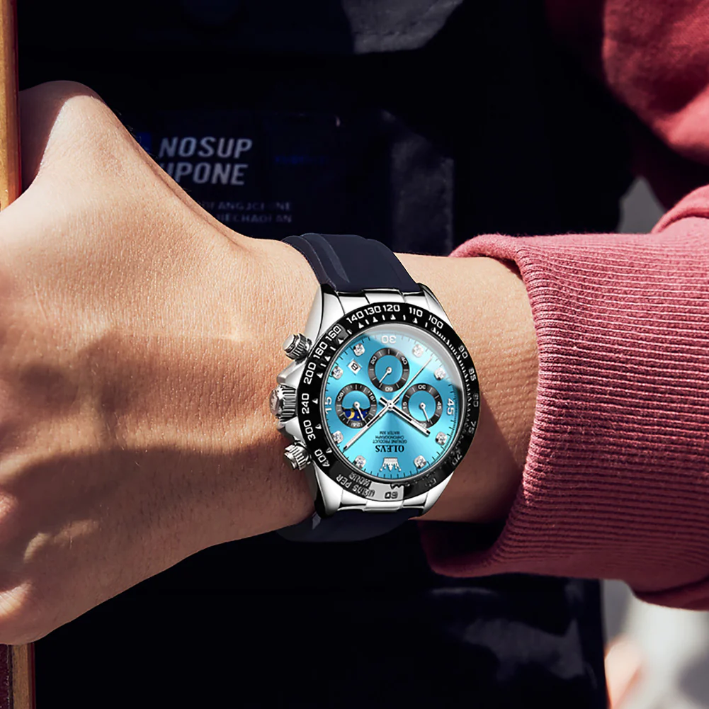 OLEVS 2875 Watches for Men Chronograph Multifunction Diamond Luminous Waterproof Silicone Wrist Watches - Image 26
