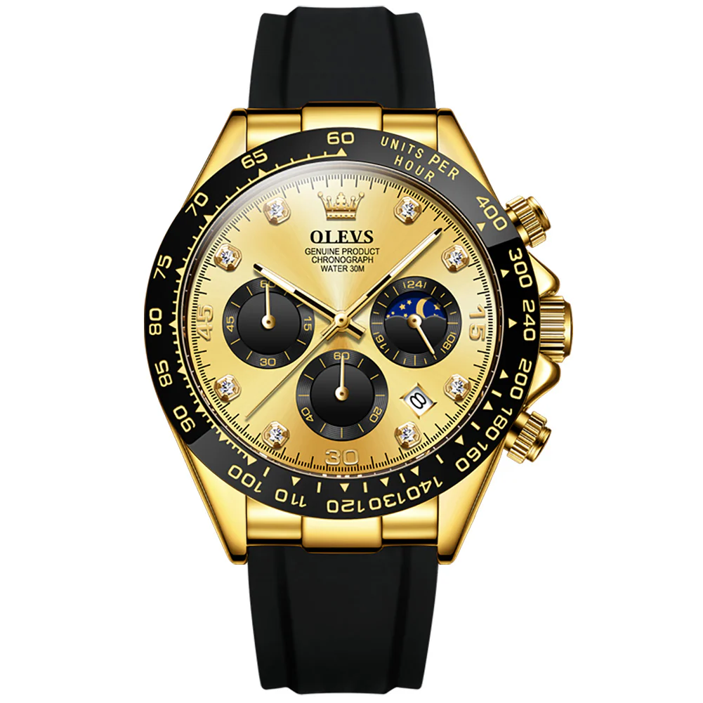 OLEVS 2875 Watches for Men Chronograph Multifunction Diamond Luminous Waterproof Silicone Wrist Watches - Image 31