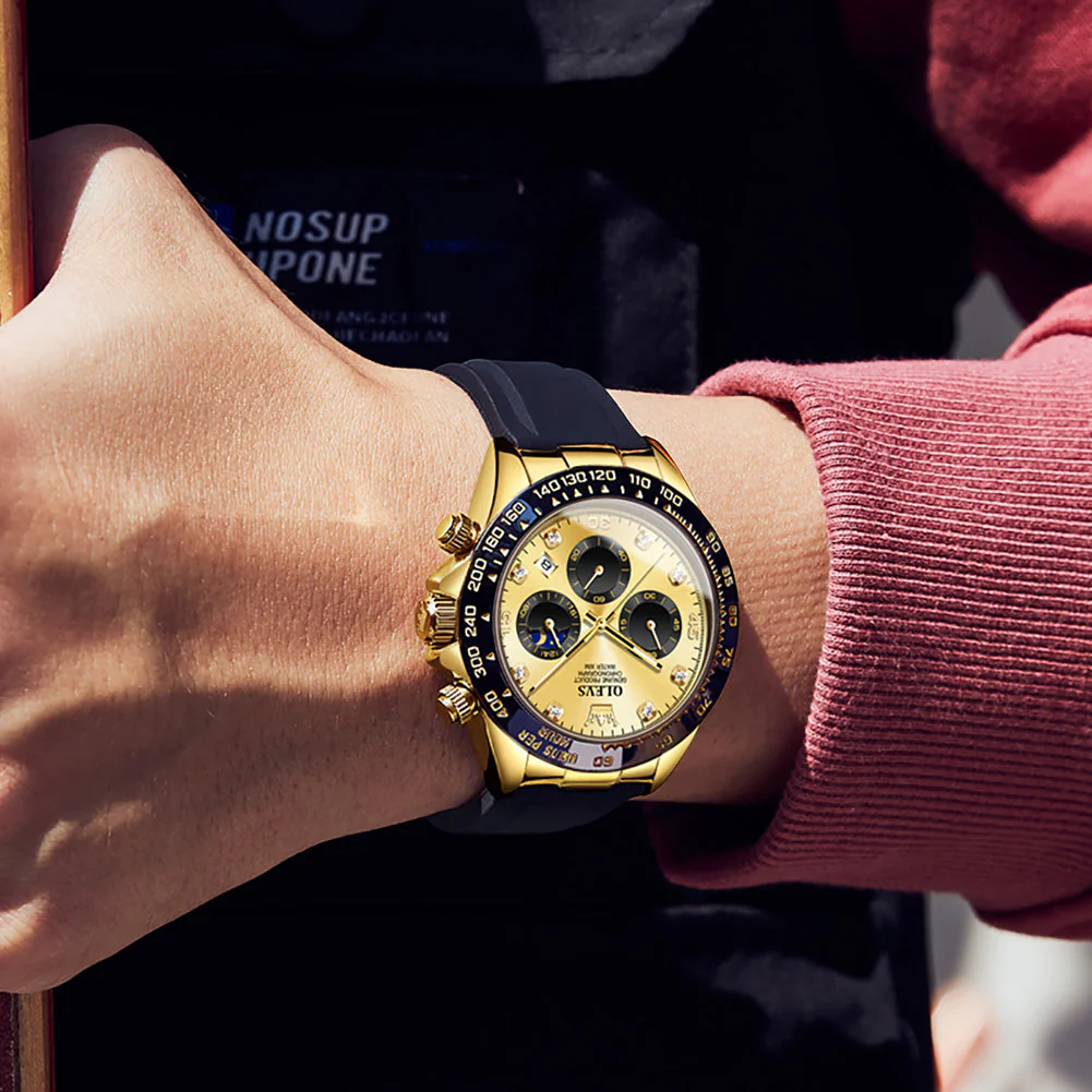 OLEVS 2875 Watches for Men Chronograph Multifunction Diamond Luminous Waterproof Silicone Wrist Watches - Image 32