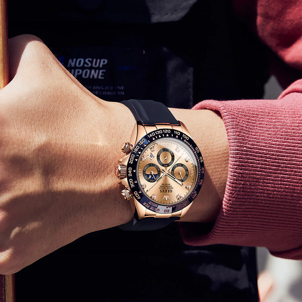 OLEVS 2875 Watches for Men Chronograph Multifunction Diamond Luminous Waterproof Silicone Wrist Watches - Image 38