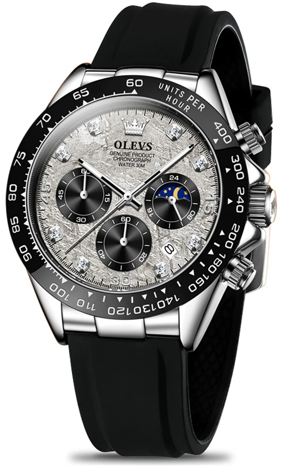 OLEVS 2875 Watches for Men Chronograph Multifunction Diamond Luminous Waterproof Silicone Wrist Watches - Image 43
