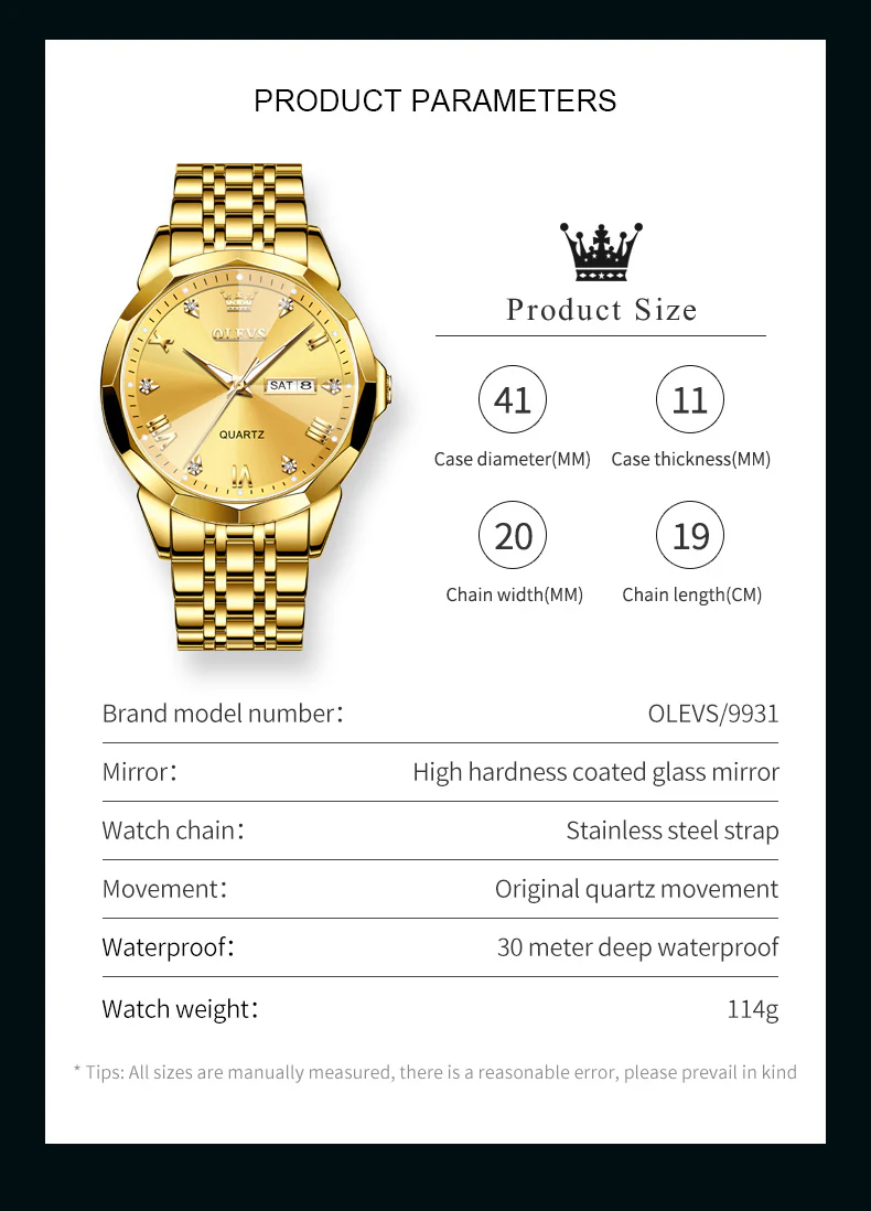OLEVS 9931 Watches for Men Diamond Dress Luxury Casual Fashion Wrist Watch Waterproof Luminou - Image 13