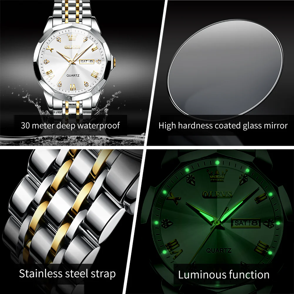 OLEVS 9931 Watches for Men Diamond Dress Luxury Casual Fashion Wrist Watch Waterproof Luminou - Image 19