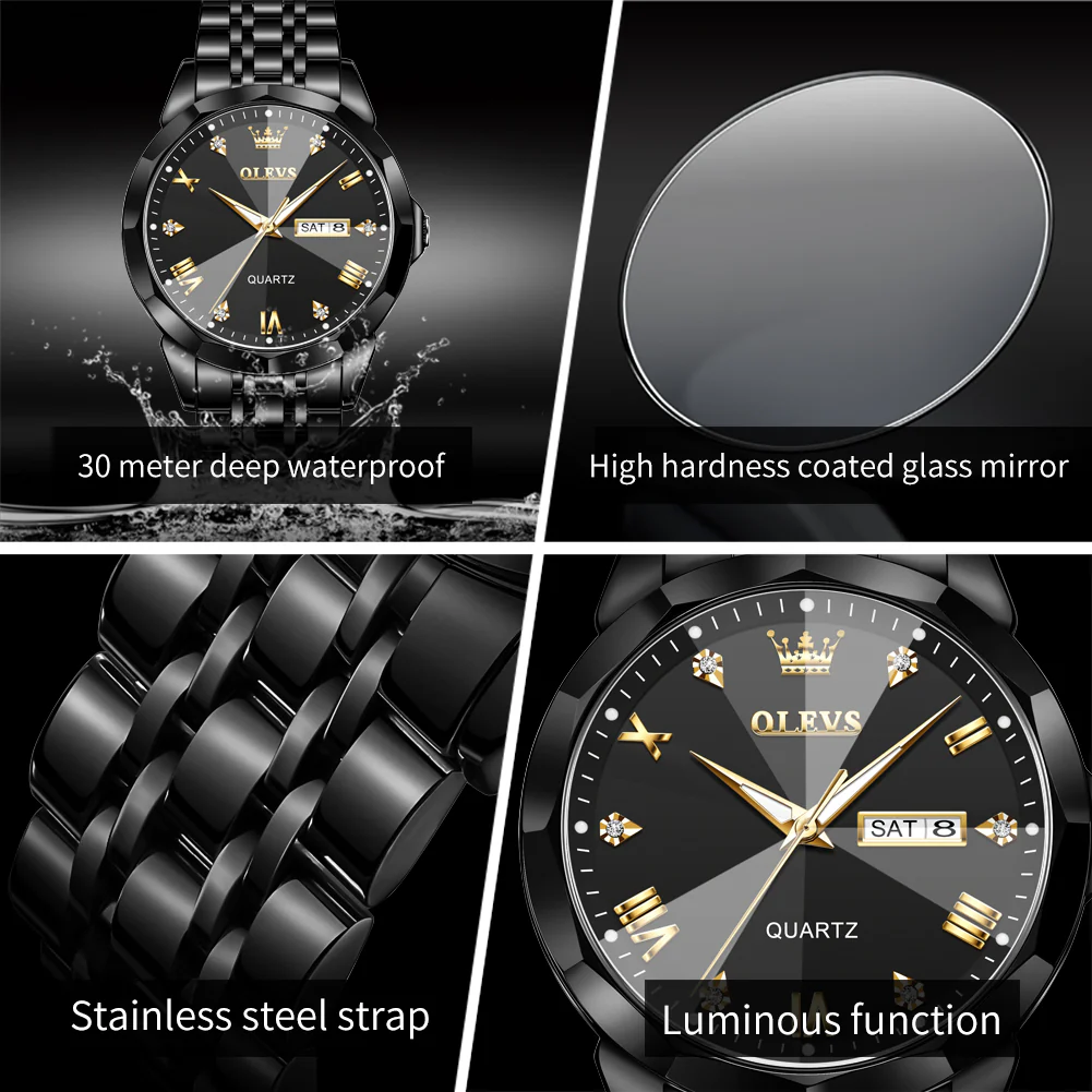 OLEVS 9931 Watches for Men Diamond Dress Luxury Casual Fashion Wrist Watch Waterproof Luminou - Image 33